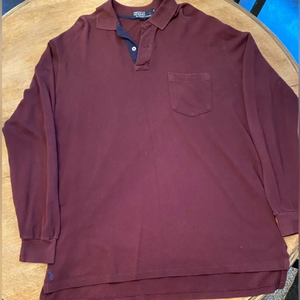 Polo by Ralph Lauren Men’s‎ Sm Maroon Pique Knit Long Sleeve Pullover W/ Pocket